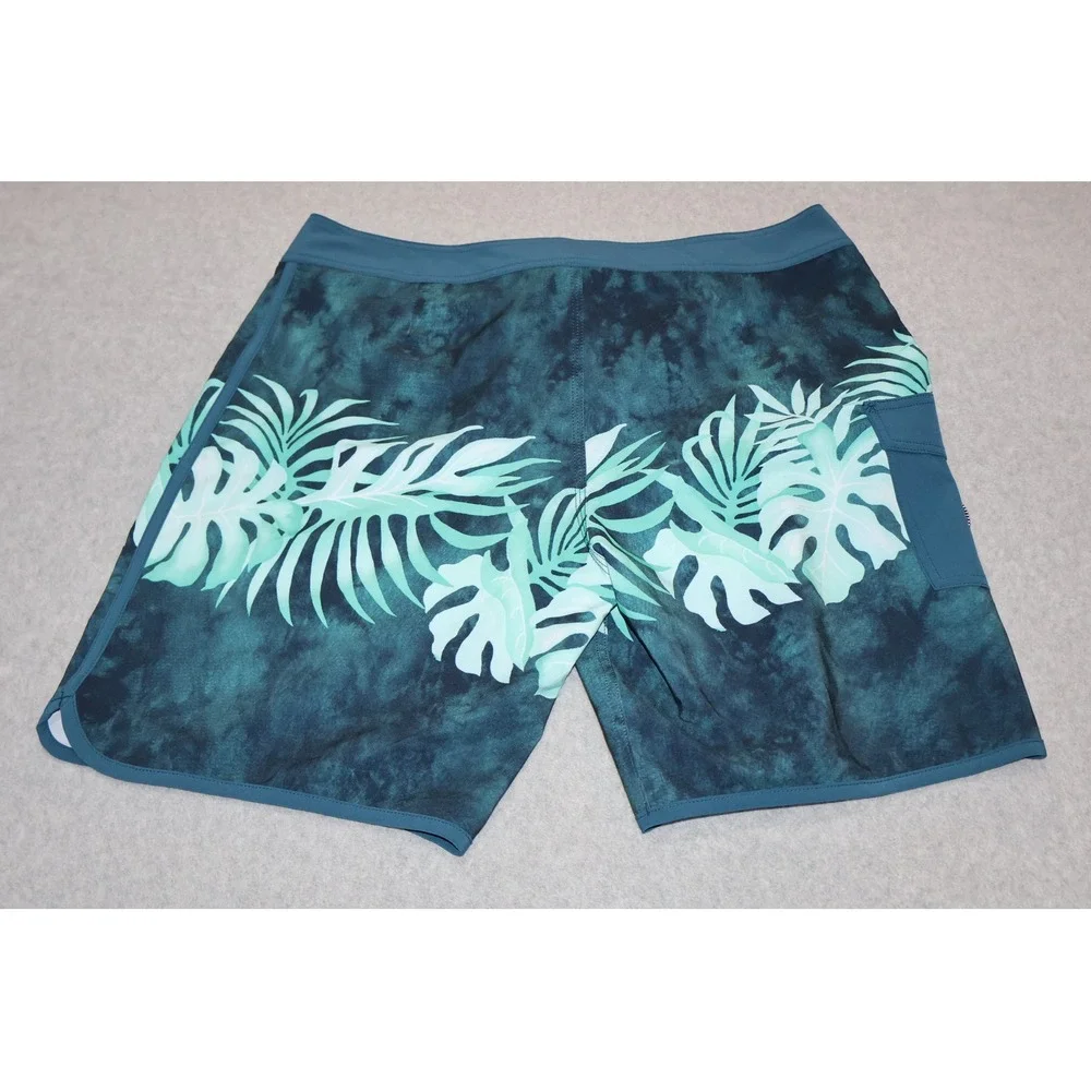 Quiksilver Board Shorts Mens 36 Blue Tropical Highline 4-Way Stretch Swimming